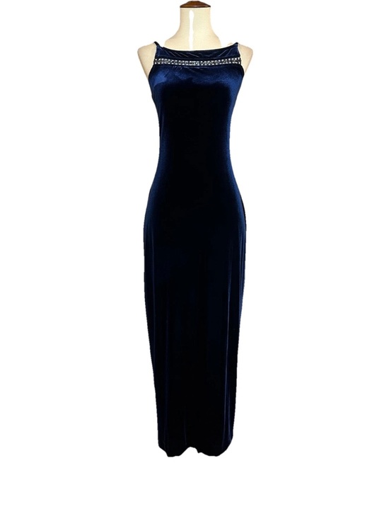 All that Jazz Dresses & Skirts - Vintage Y2K All That Jazz Size XS/S Velvet Formal Dress Navy Blue Beaded Accent